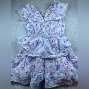 LoveShackFancy Purple and Blue Floral Dress
